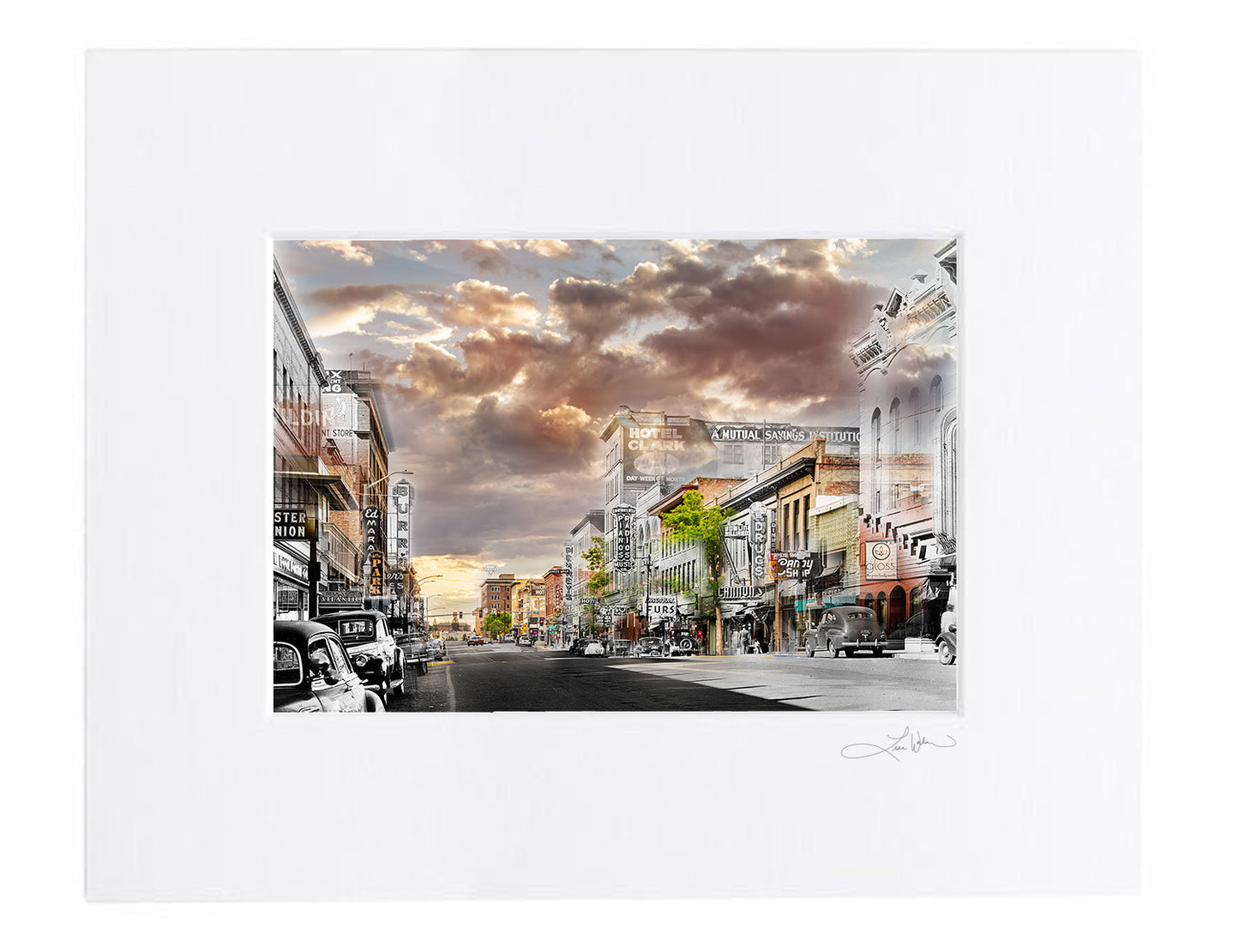 Park Street and Miners Hotel - Matted Print