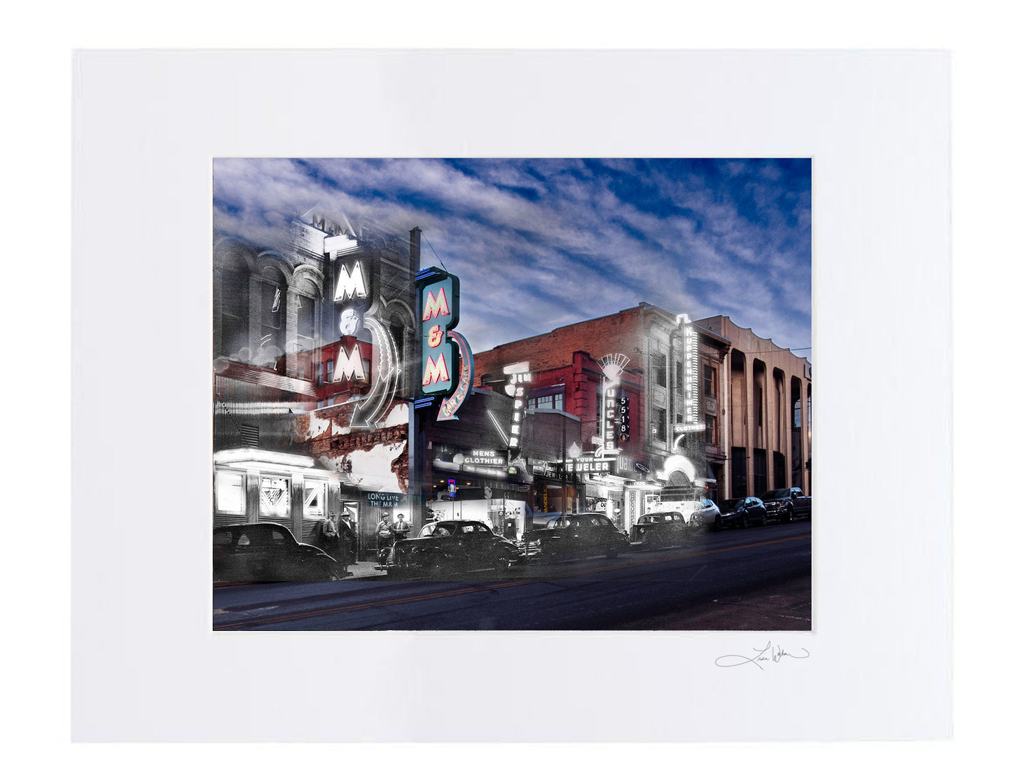 Long Live The M&M in Butte, Montana - Matted Print
