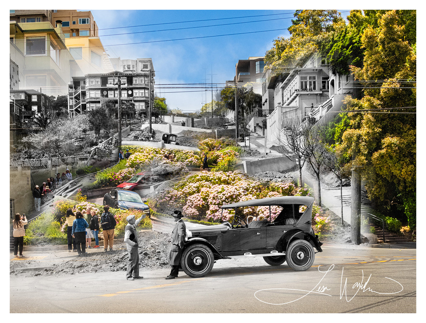 Lombard Street, San Francisco, California - Framed and Matted Print