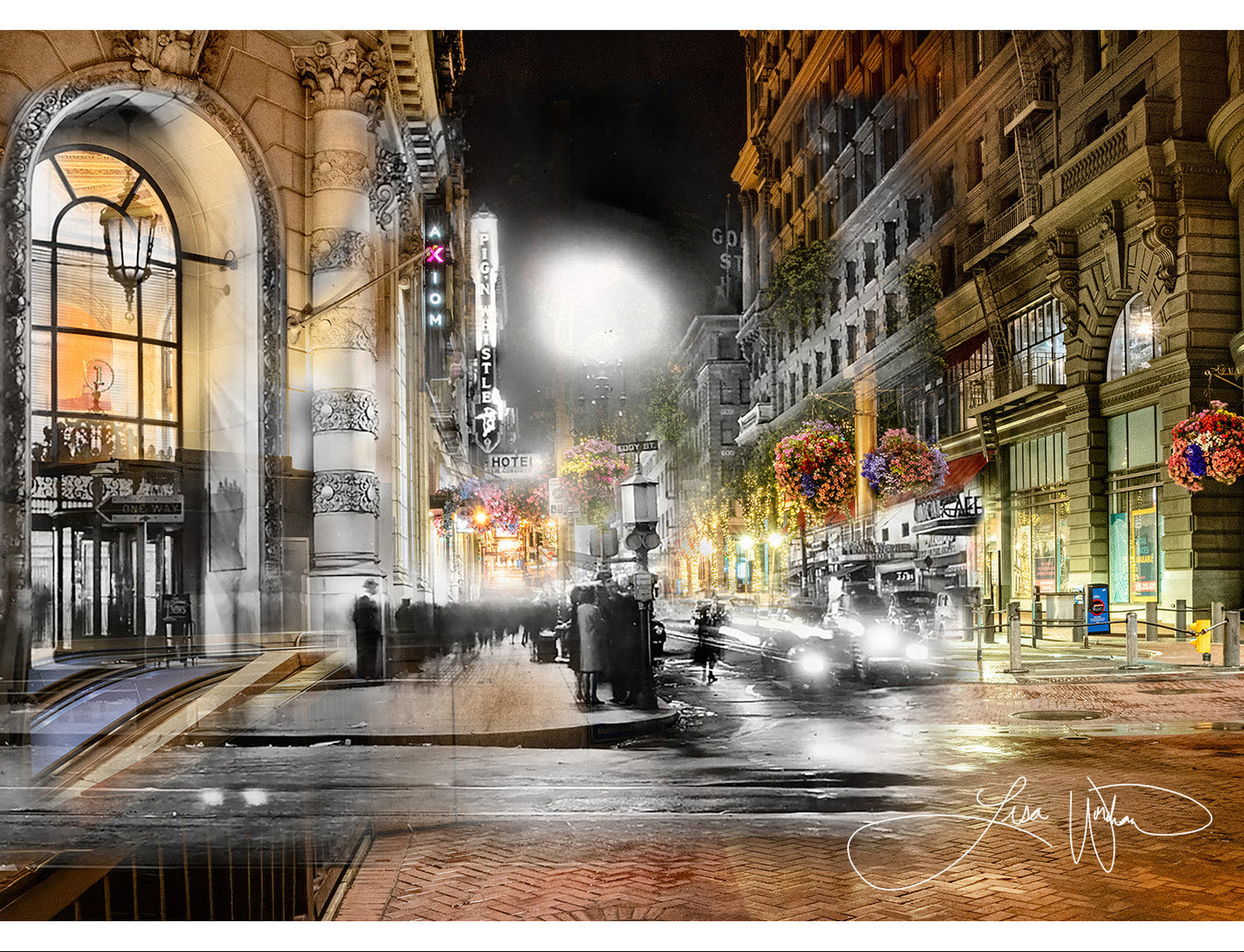 Axiom and Market Streets, San Francisco, California - Framed and Matted Print