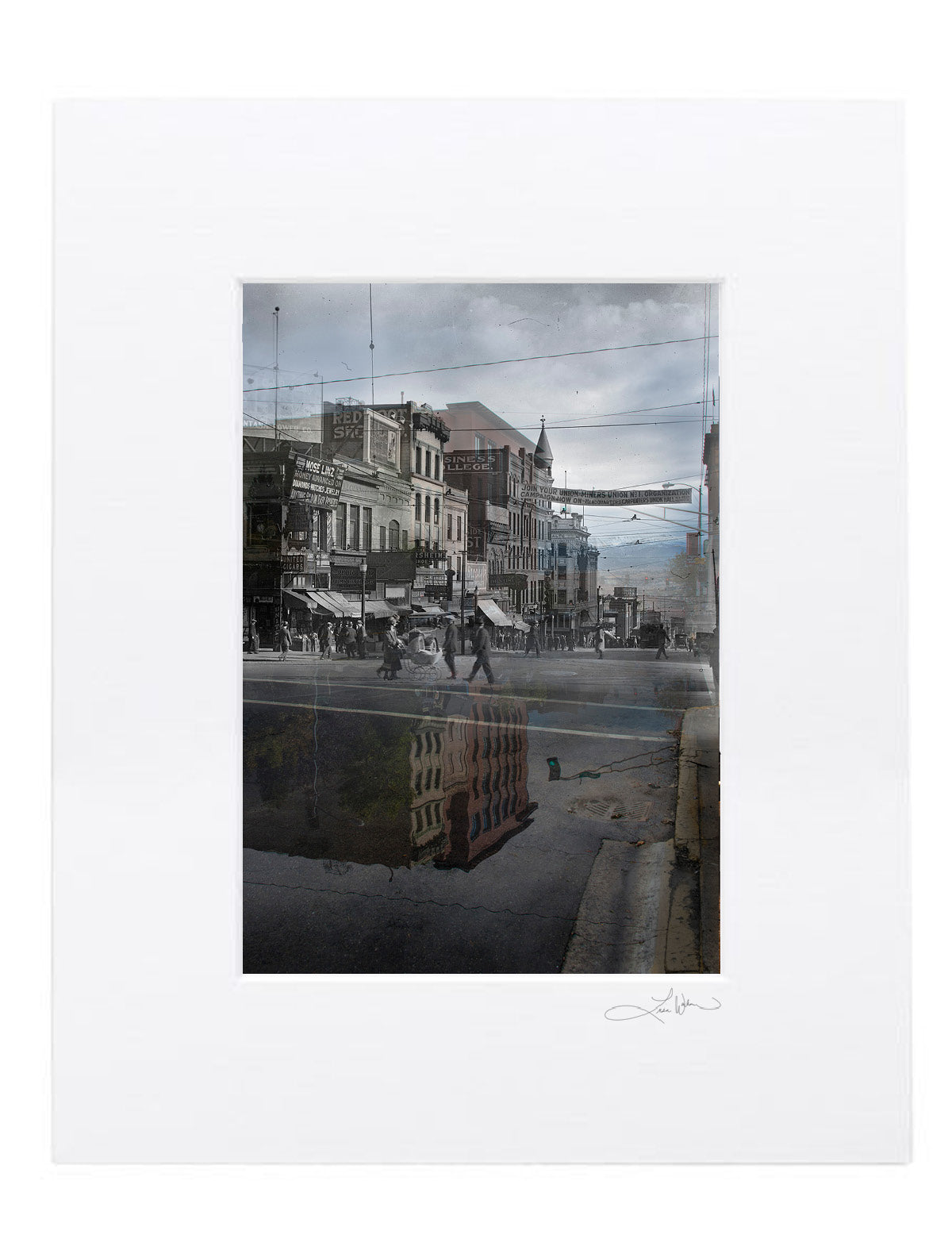 Layers of Time on Main Street & Northwestern Energy - Matted Print