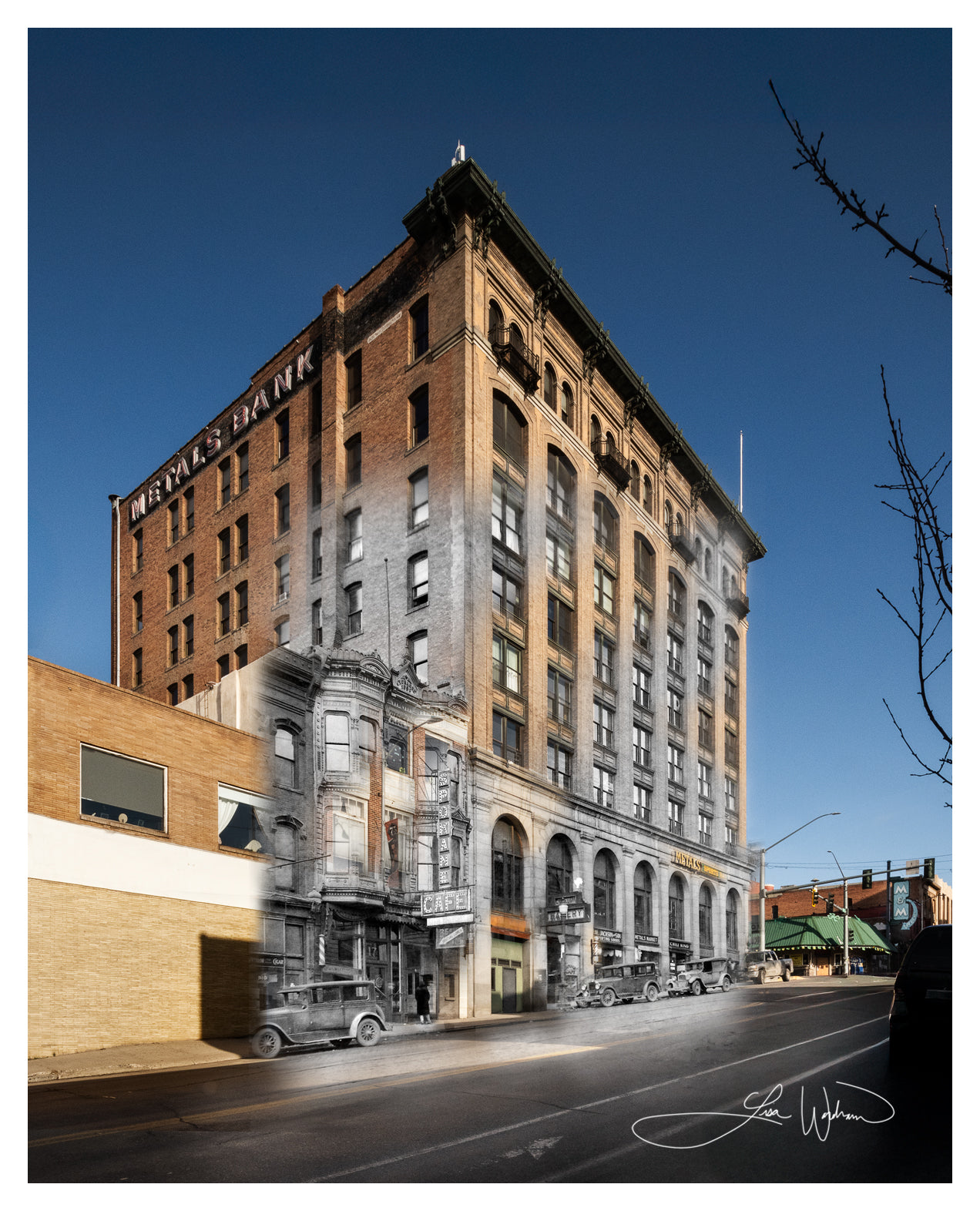 Metals Bank and Spokane Cafe - Framed and Matted Print