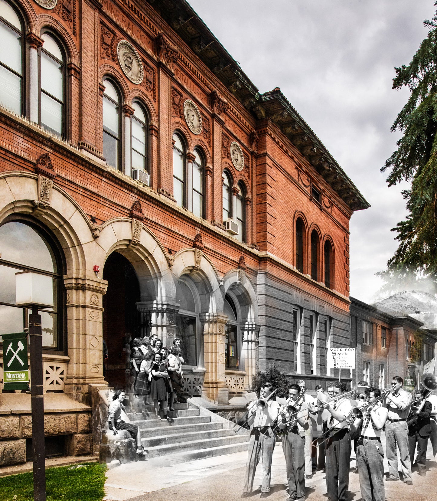 Montana Tech Main Hall and Band - Canvas Gallery Wrap