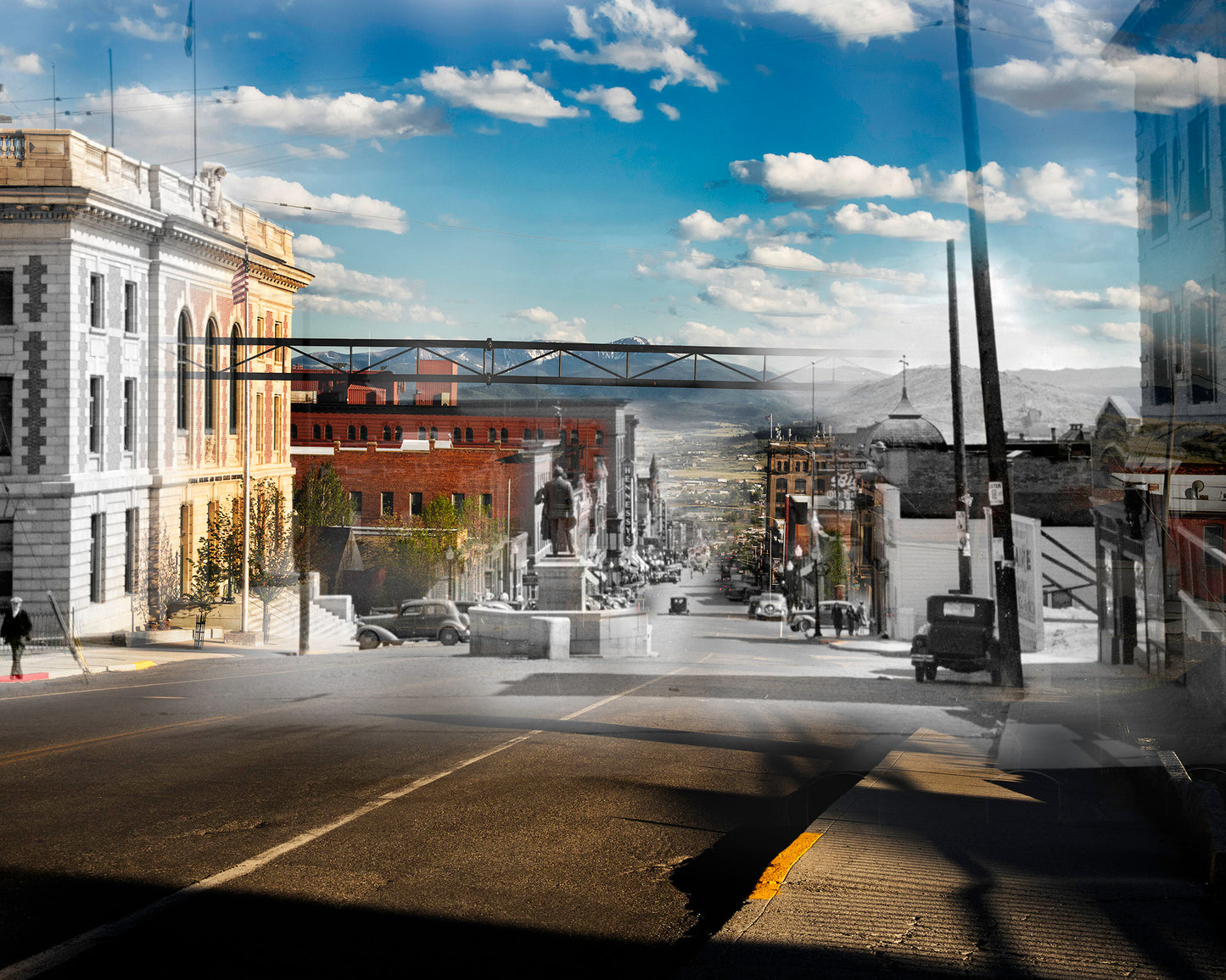 Marcus Daly Statue on Main Street - Framed and Matted Print