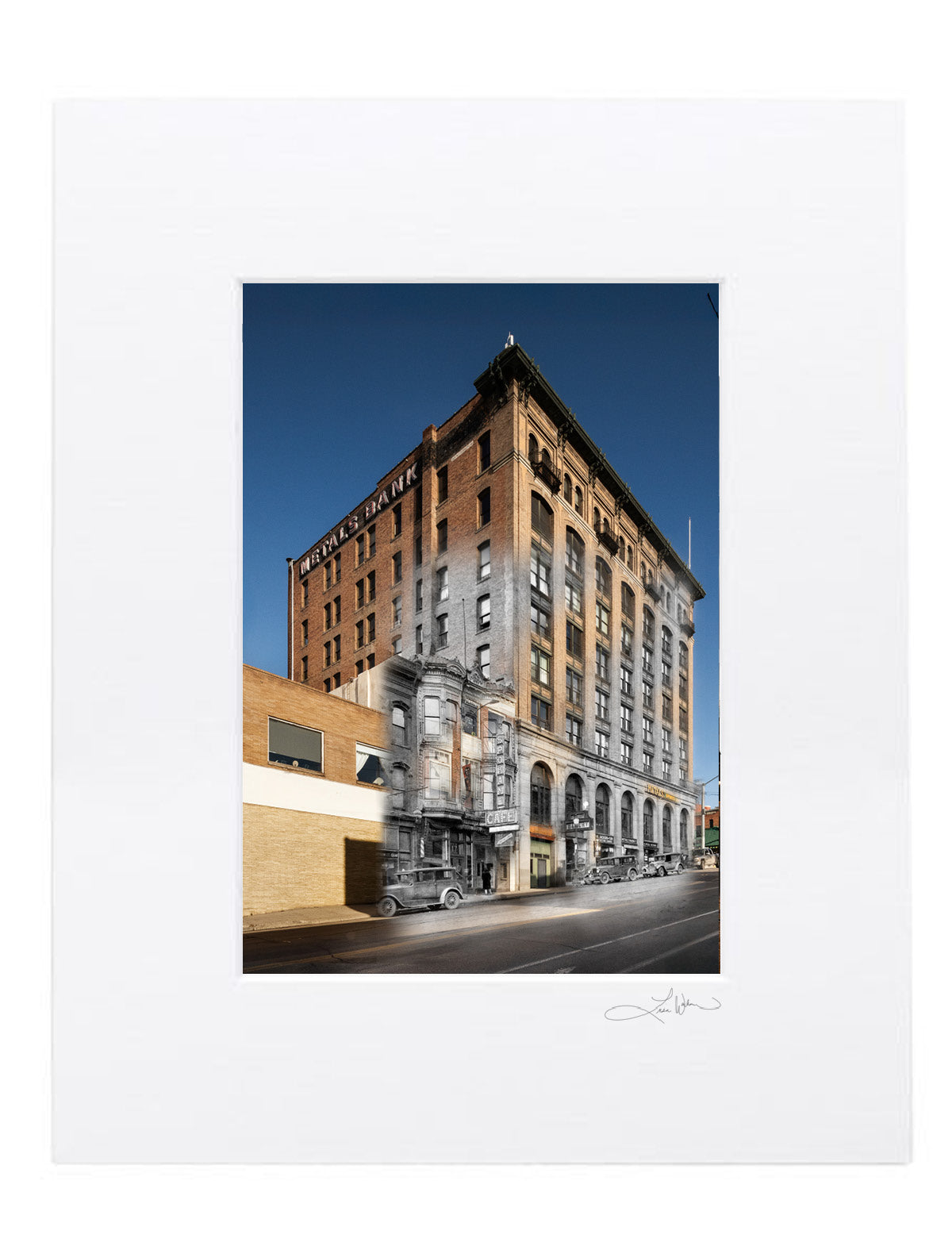 Metals Bank and Spokane Cafe: Butte, Montana - Matted Print