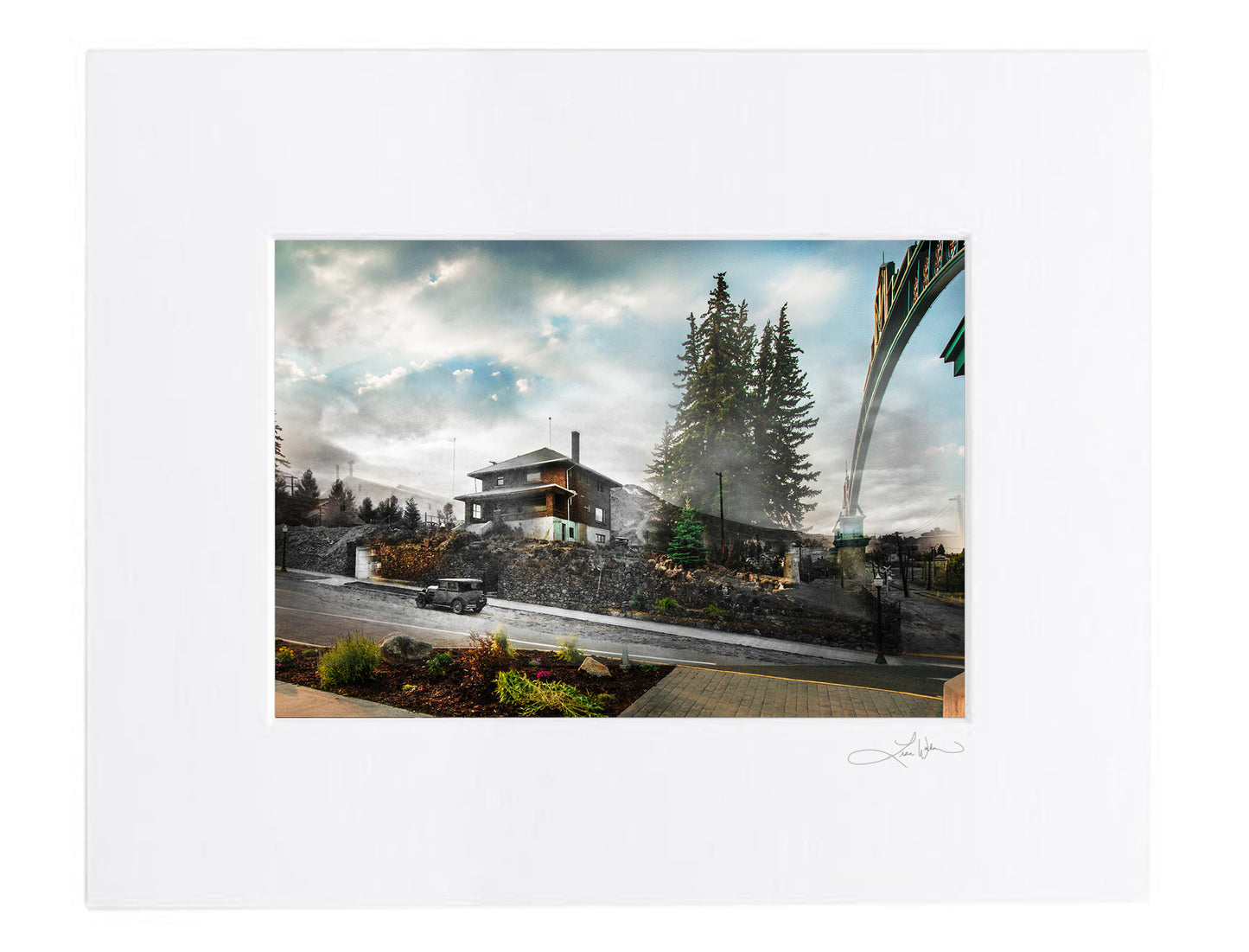 Montana Tech Hill and Arch - Matted Print