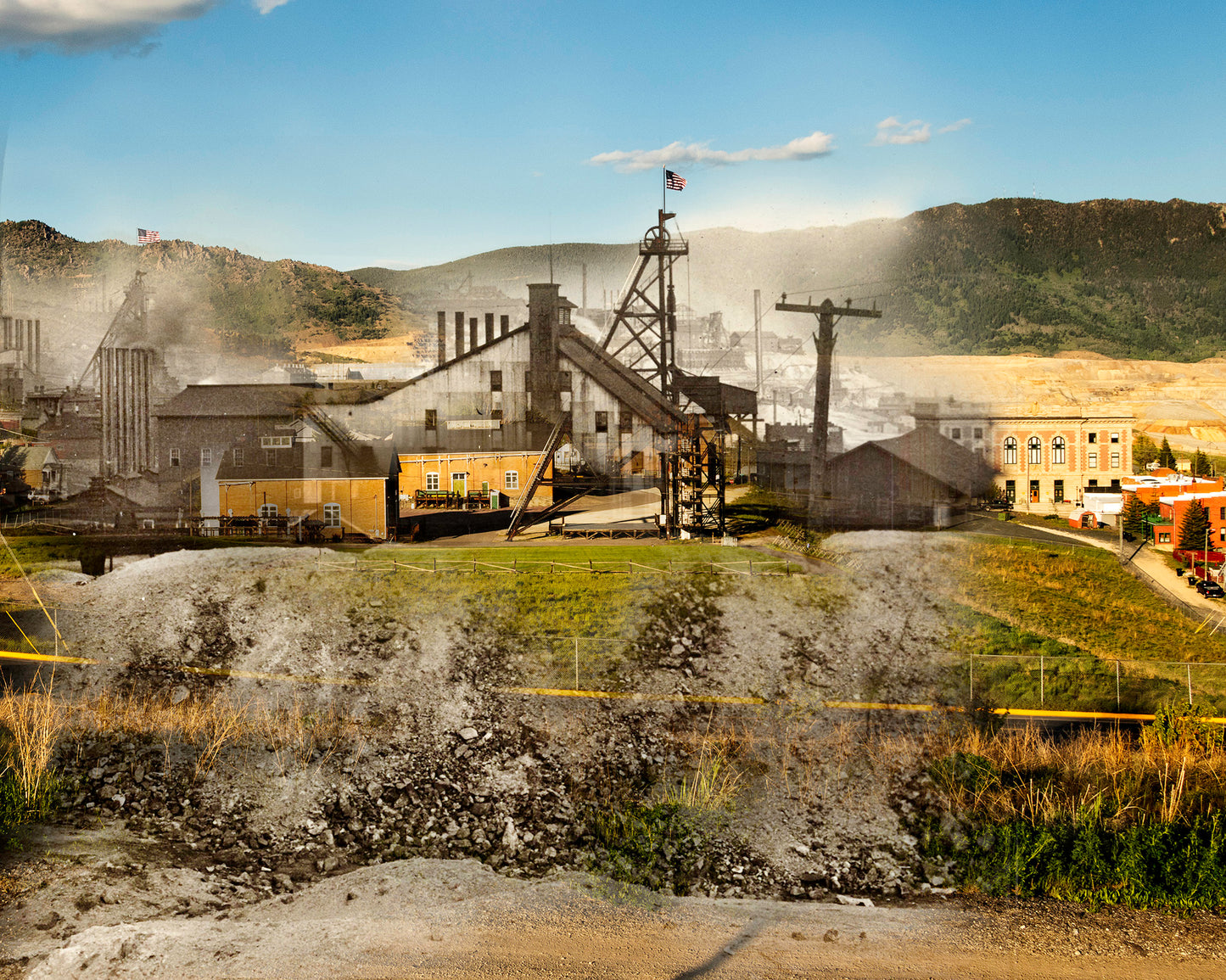 Original Mine Headframe and Dirt - Framed and Matted Print
