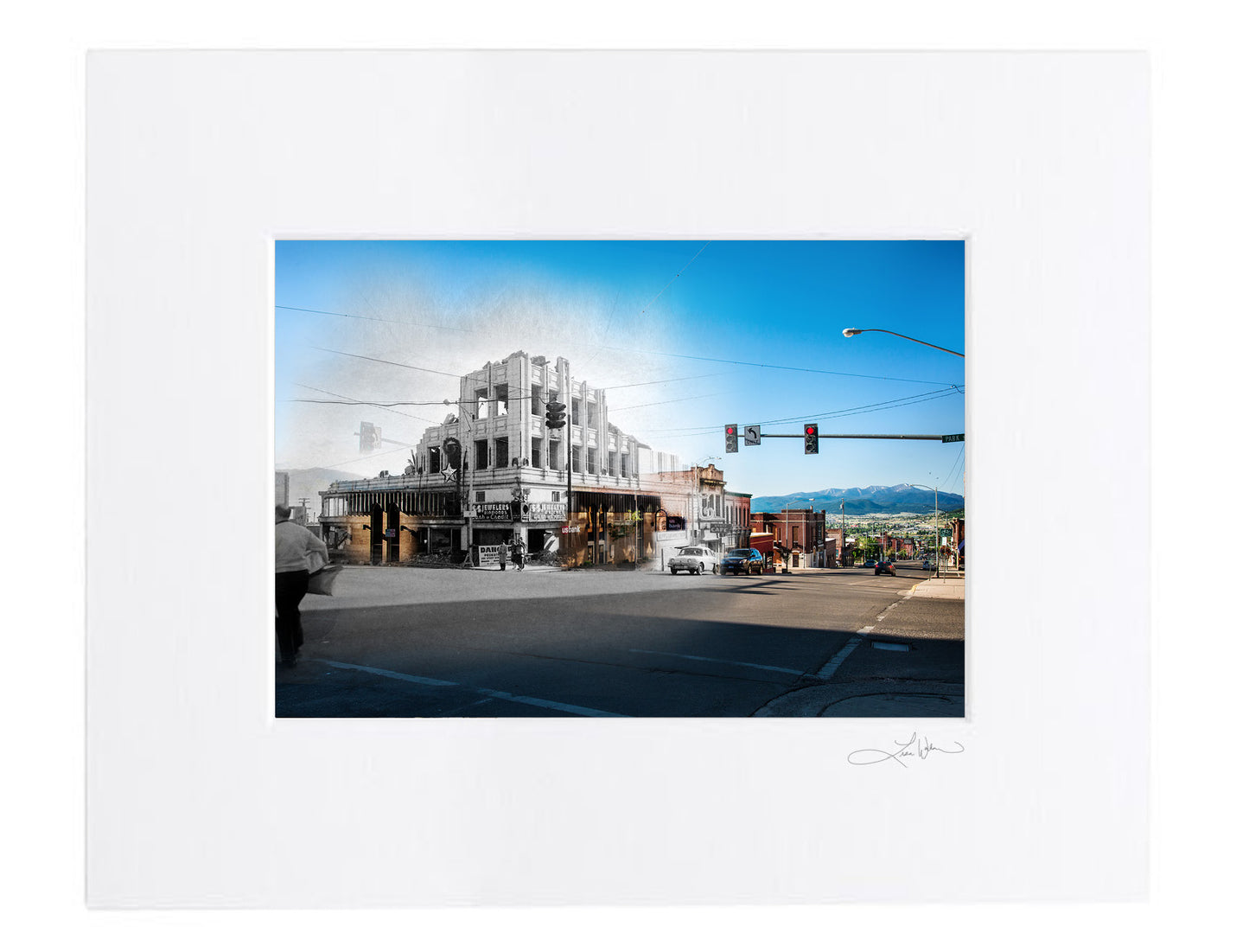 Rialto Theater Demolition From Park St - Matted Print