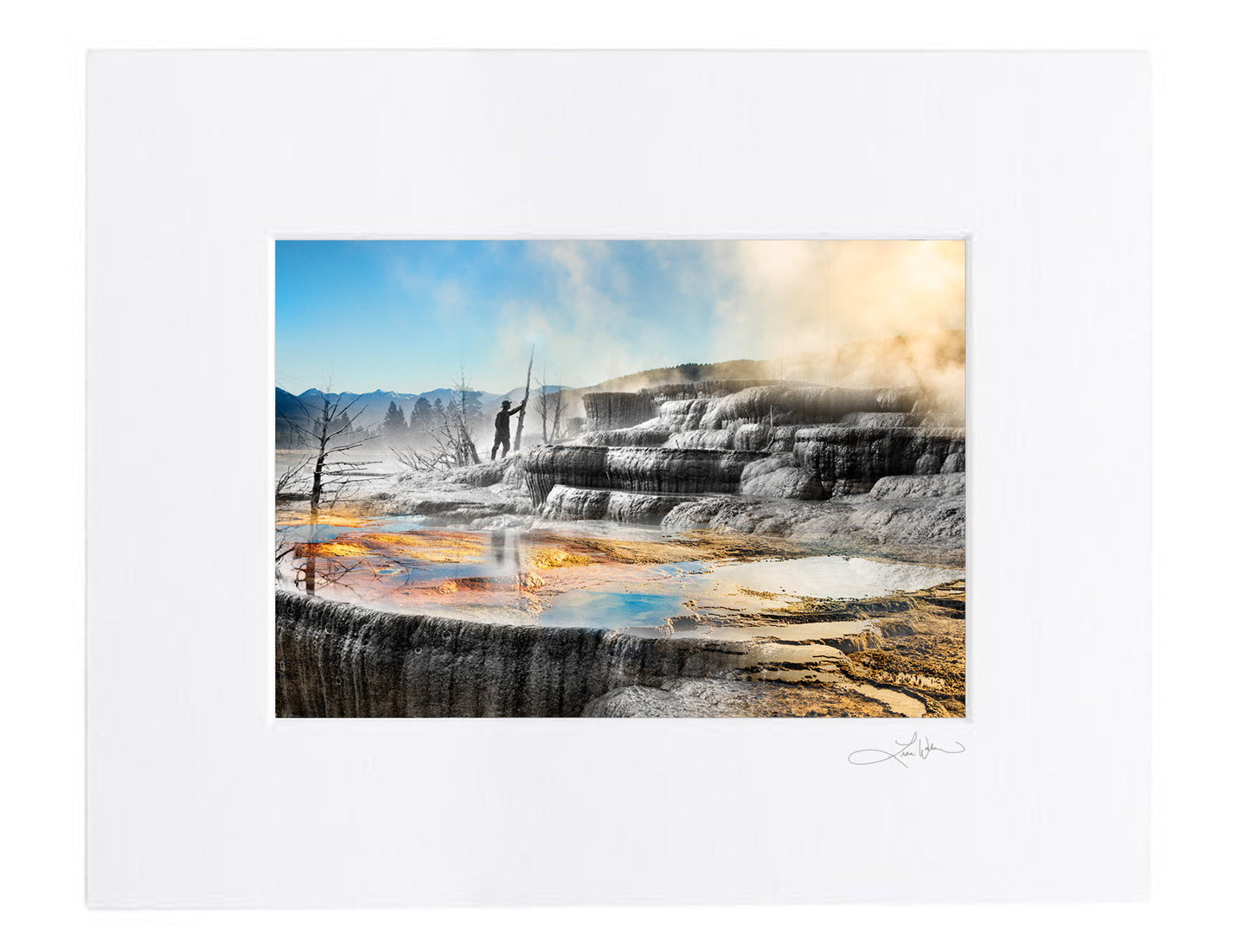 Mammoth Hot Springs Water and Formations - Matted Print