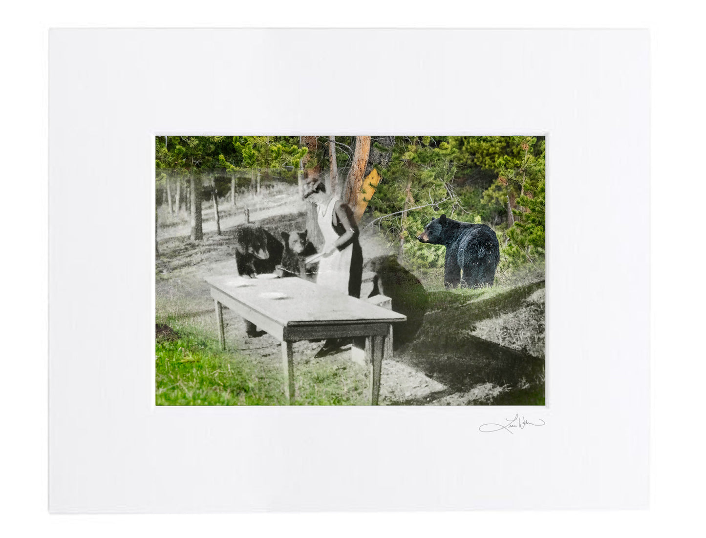 Bear Picnic and Snack - Matted Print