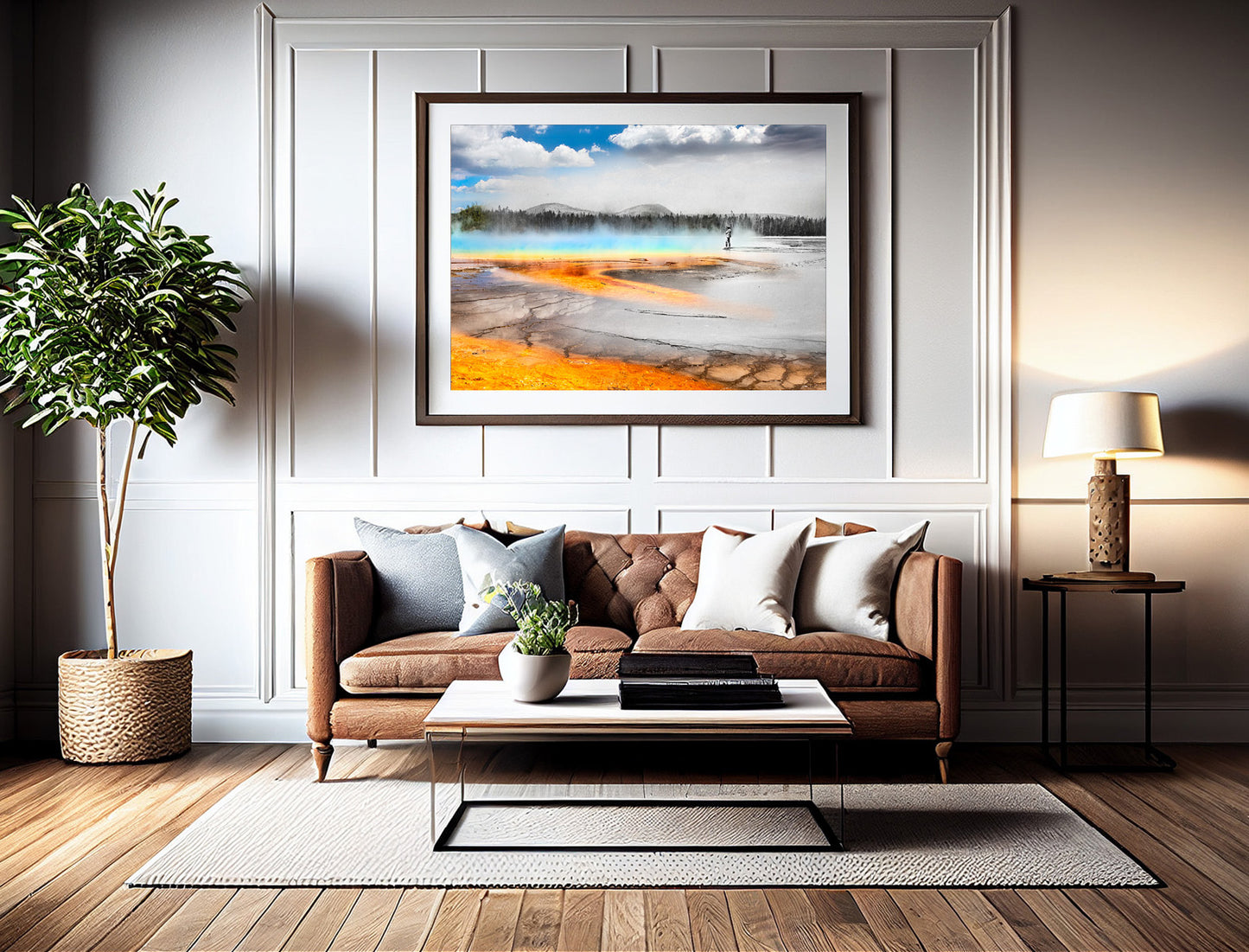 Grand Prismatic Waters Edge - Framed and Matted Print