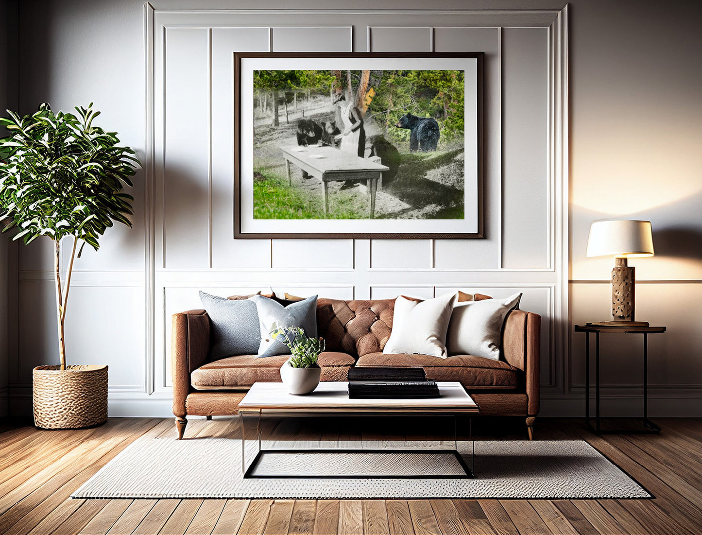Bear Snack and Picnic - Framed and Matted Print