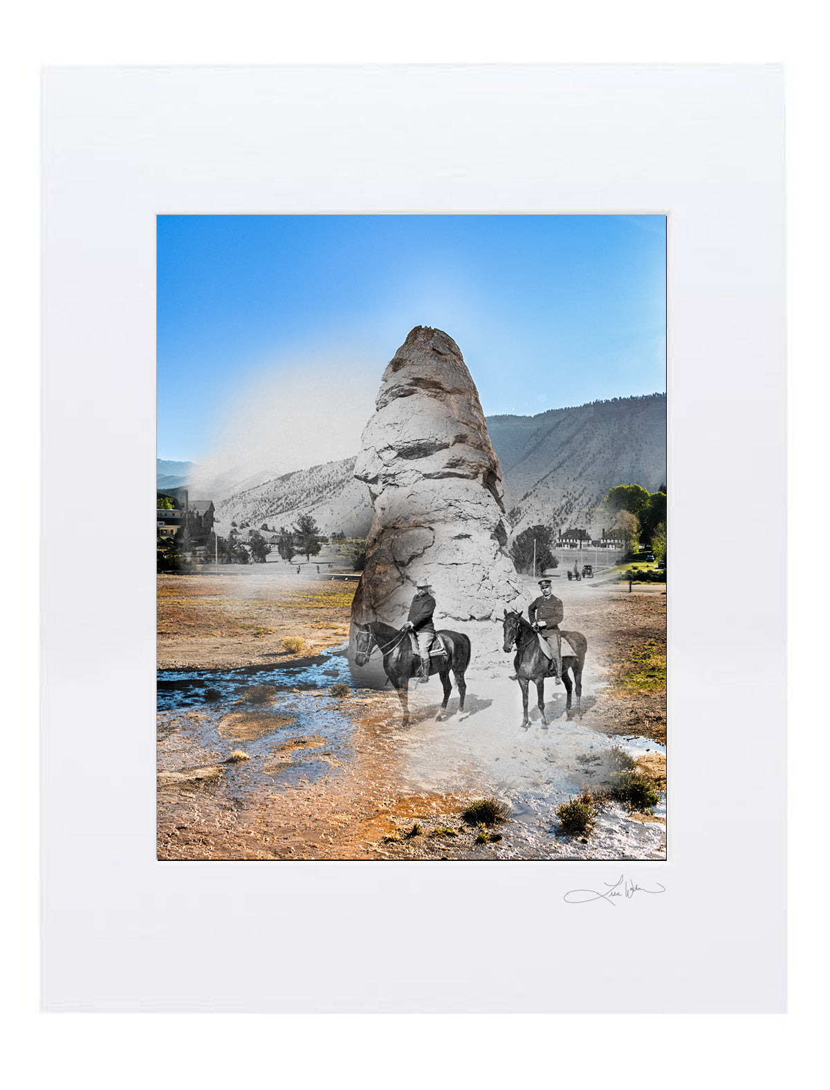 President Roosevelt at Liberty Cap, Mammoth Hot Springs - Matted Print