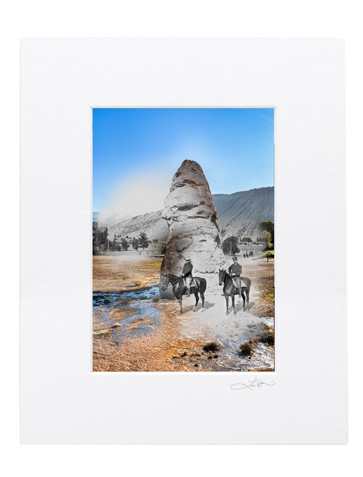 President Roosevelt at Liberty Cap, Mammoth Hot Springs - Matted Print