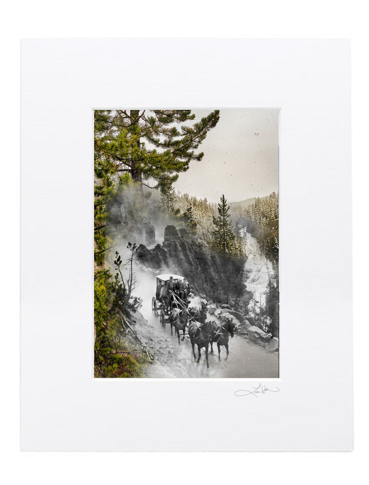 Virginia Falls, Yellowstone National Park - Matted Print