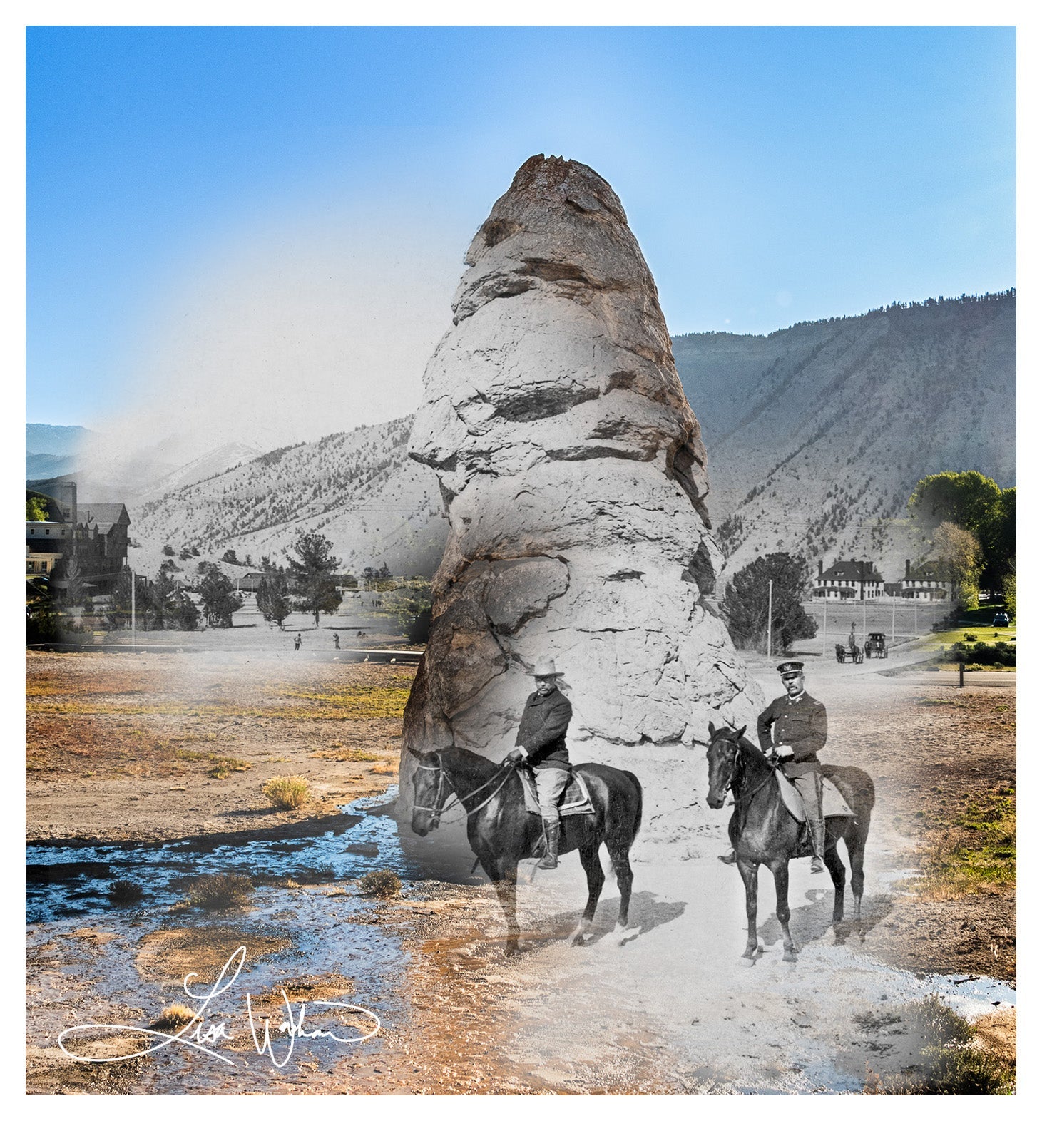 President Roosevelt at Liberty Cap, Mammoth Hot Springs - Yellowstone National Park