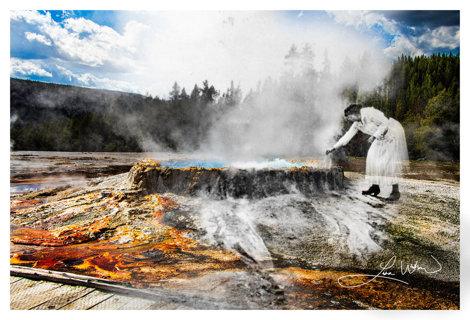 Woman Getting Punch - Punch Bowl, Yellowstone National Park