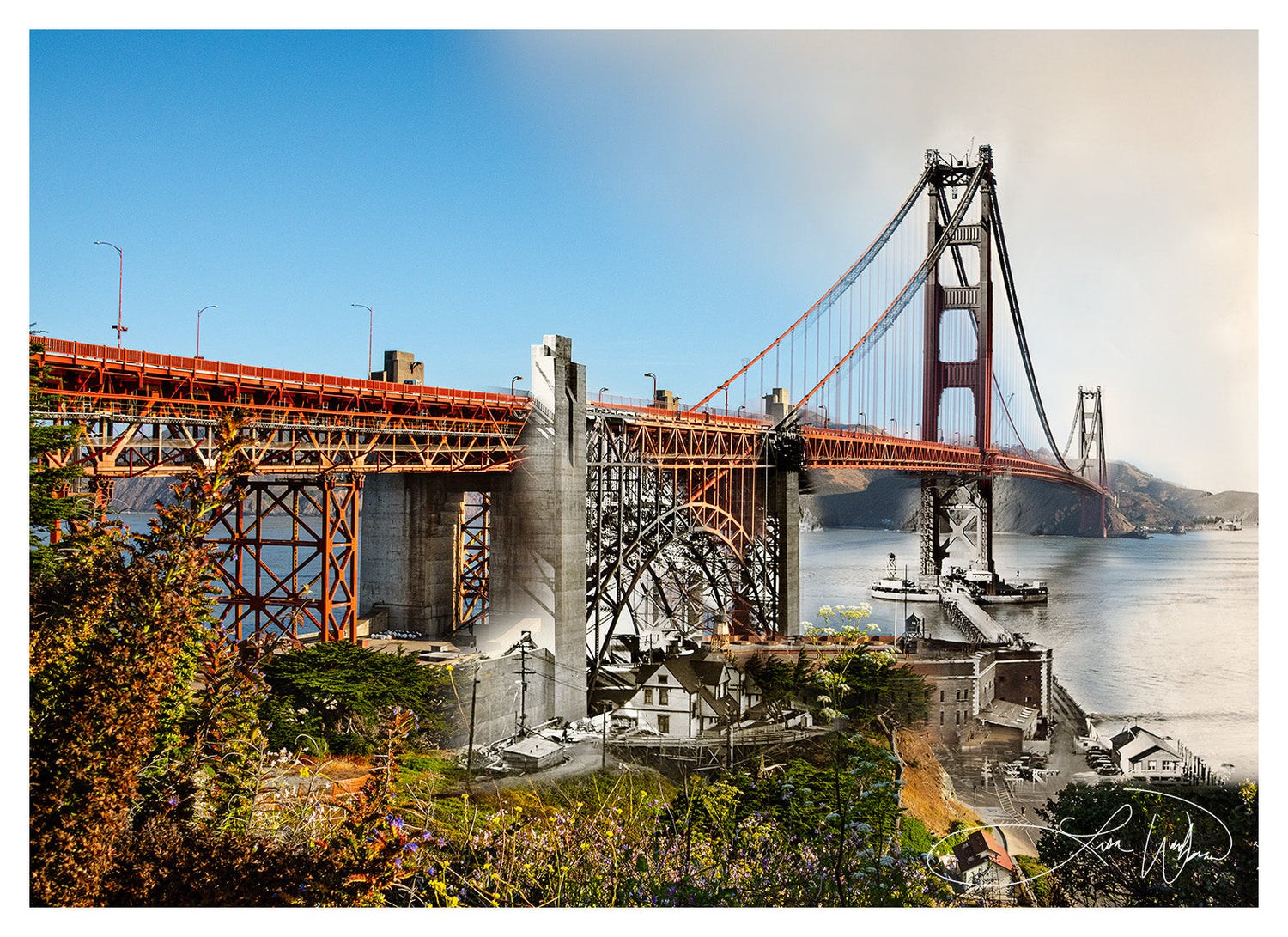 Golden Gate Bridge Under Construction, San Francisco, California