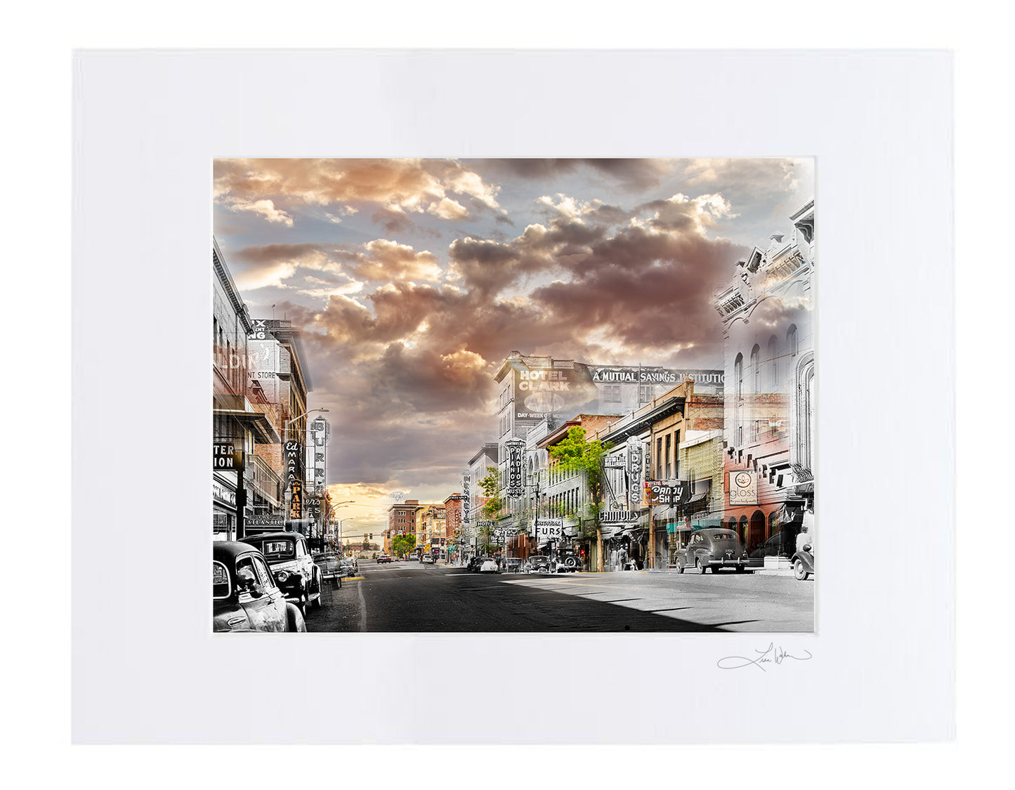 Park Street and Miners Hotel - Matted Print