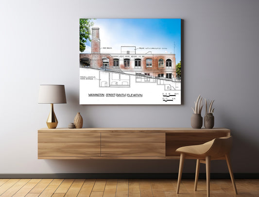 Cable Car Museum Blueprint, San Francisco, California - Canvas Gallery Wrap