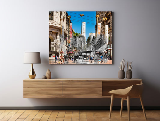 Cable Car Turnaround Market & Powell -  San Francisco, California - Canvas Gallery Wrap