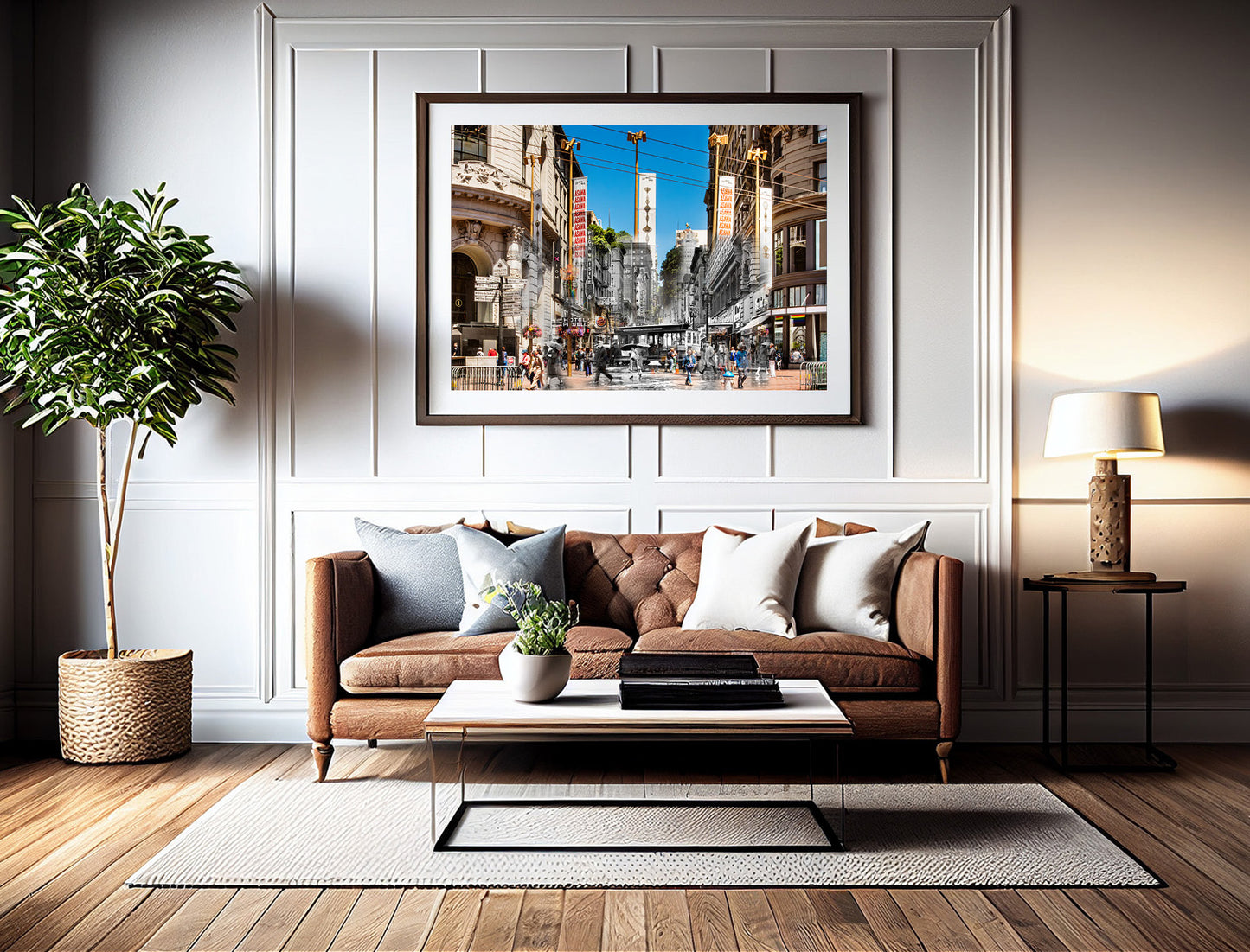 Cable Car Turnaround Market & Powell -  San Francisco, California - Framed and Matted Print