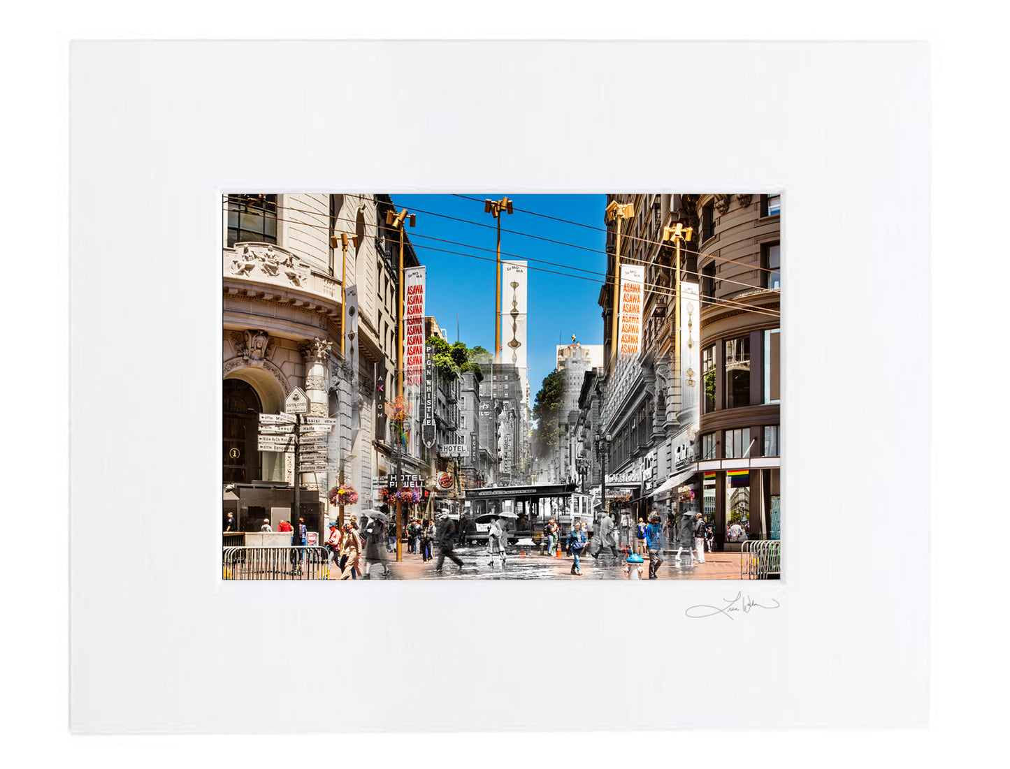 Cable Car Turnaround Market & Powell -  San Francisco, California - Matted Print