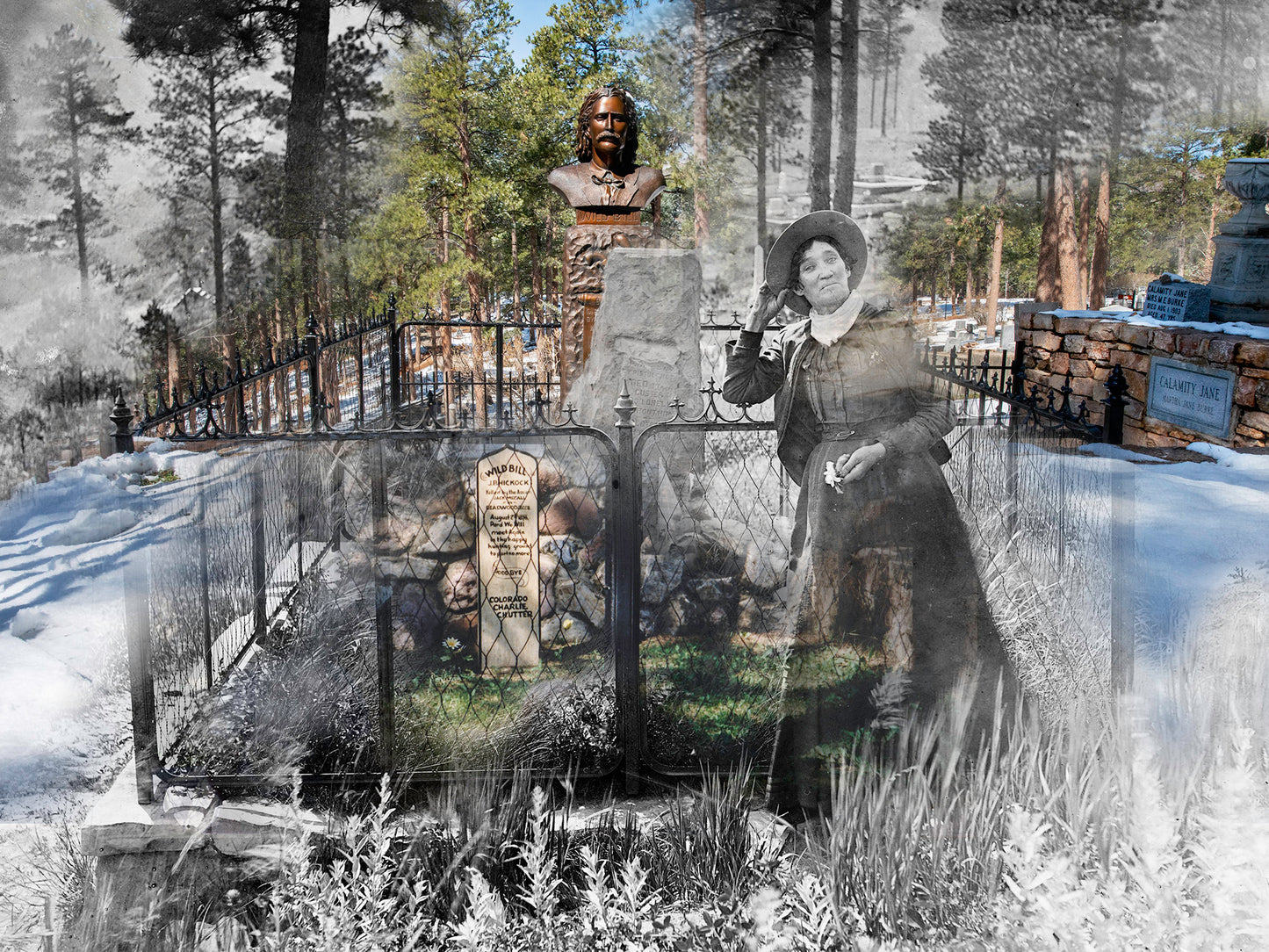 Calamity Jane at Wild Bill Hickok’s Grave - Matted Print