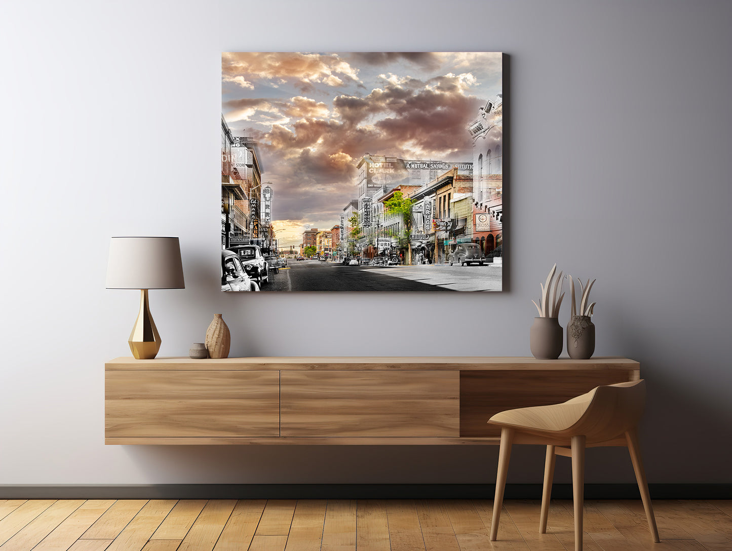Park Street and Miners Hotel - Canvas Gallery Wrap