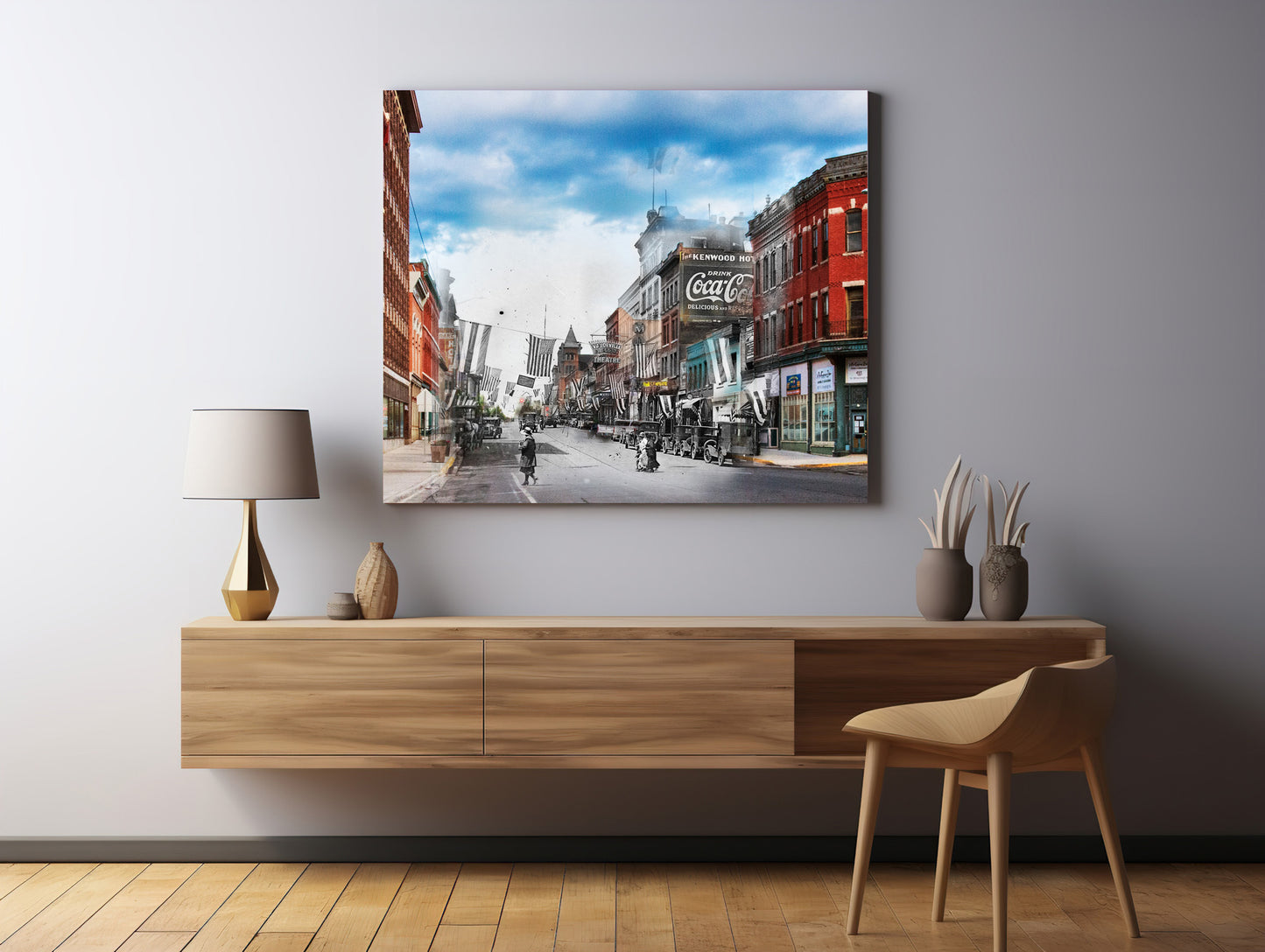 Butte Americana and Broadway Street - Canvas Gallery Wrap