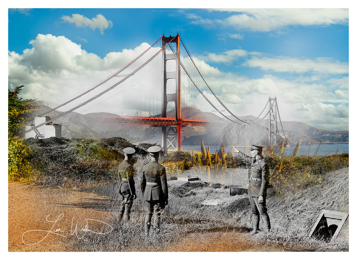 Golden Gate Bridge and Fort Point, San Francisco, California - Matted Print
