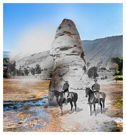 President Roosevelt at Liberty Cap, Mammoth Hot Springs - Print Only