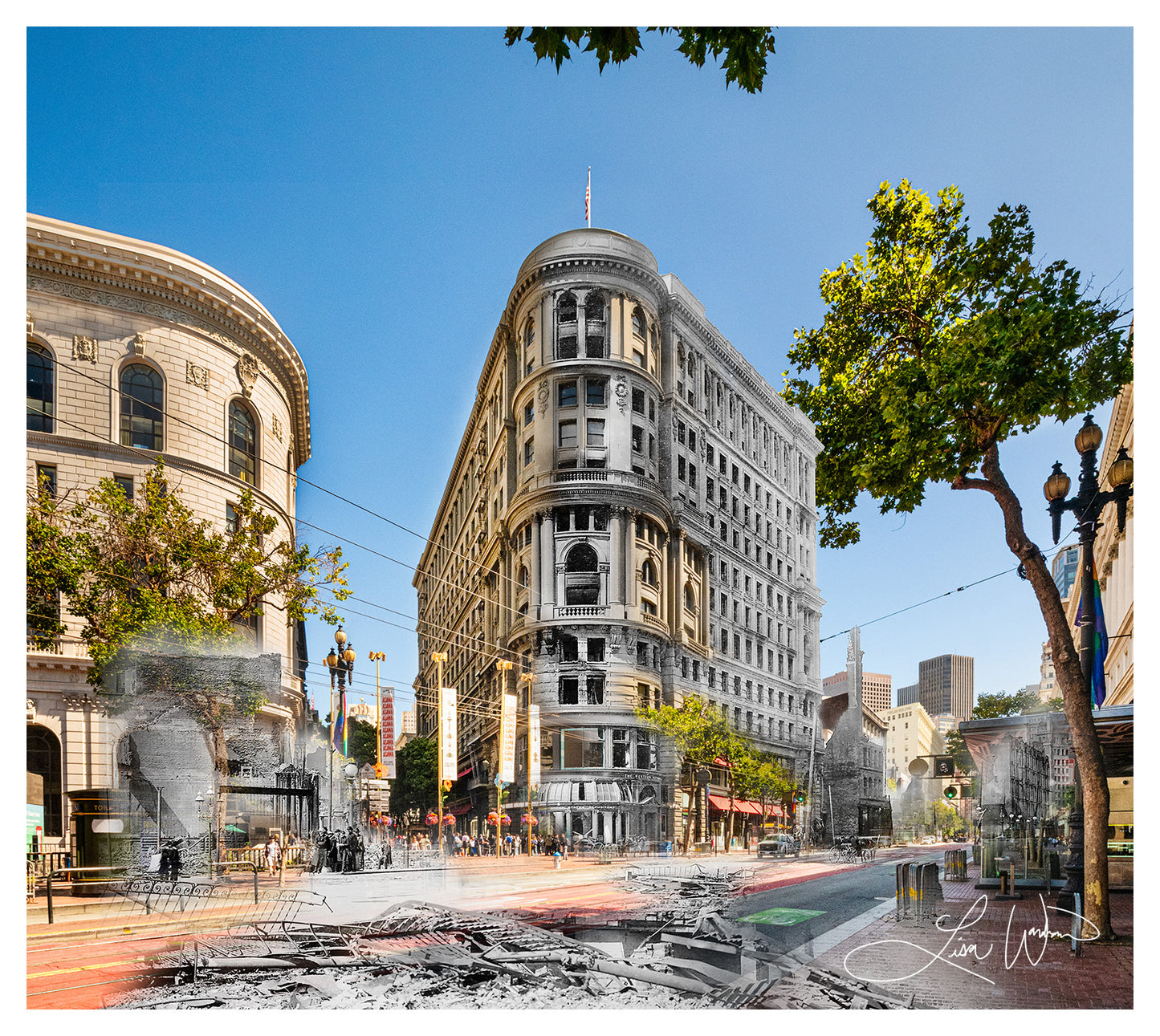 Flood Building After Earthquake, San Francisco, California - Canvas Gallery Wrap