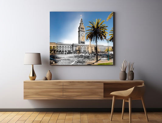 Ferry Building After Earthquake, San Francisco, California - Canvas Gallery Wrap