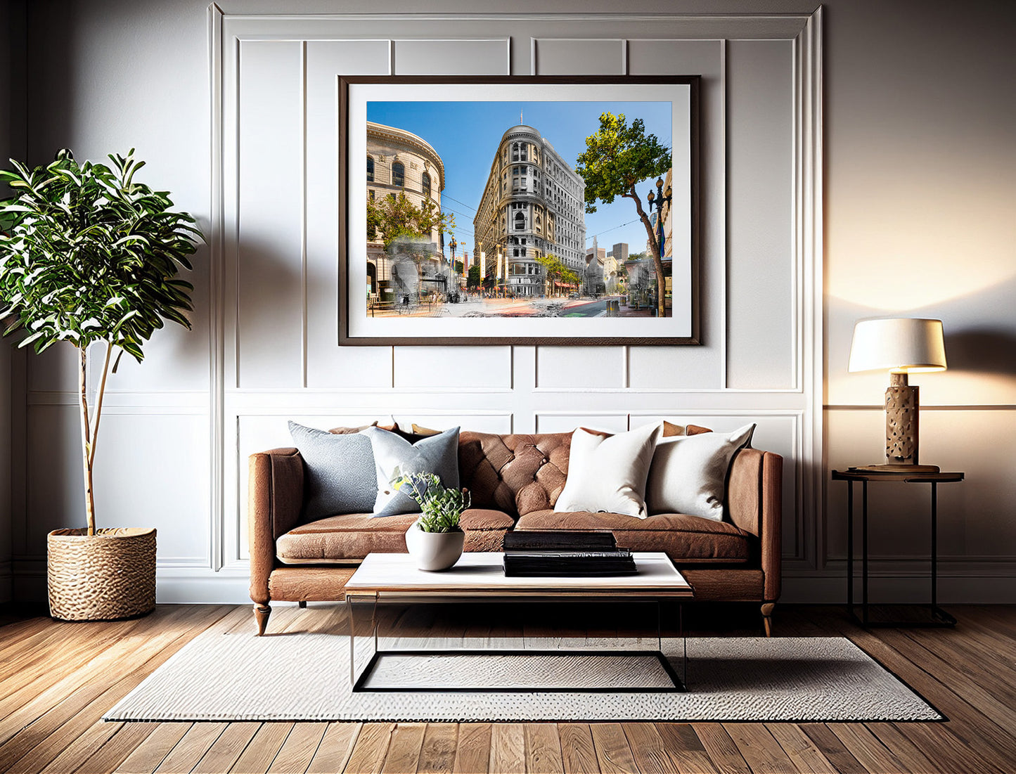 Flood Building After Earthquake, San Francisco, California - Framed and Matted Print