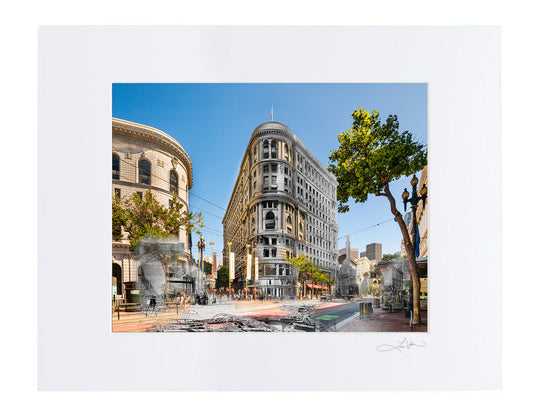 Flood Building After Earthquake, San Francisco, California - Matted Print