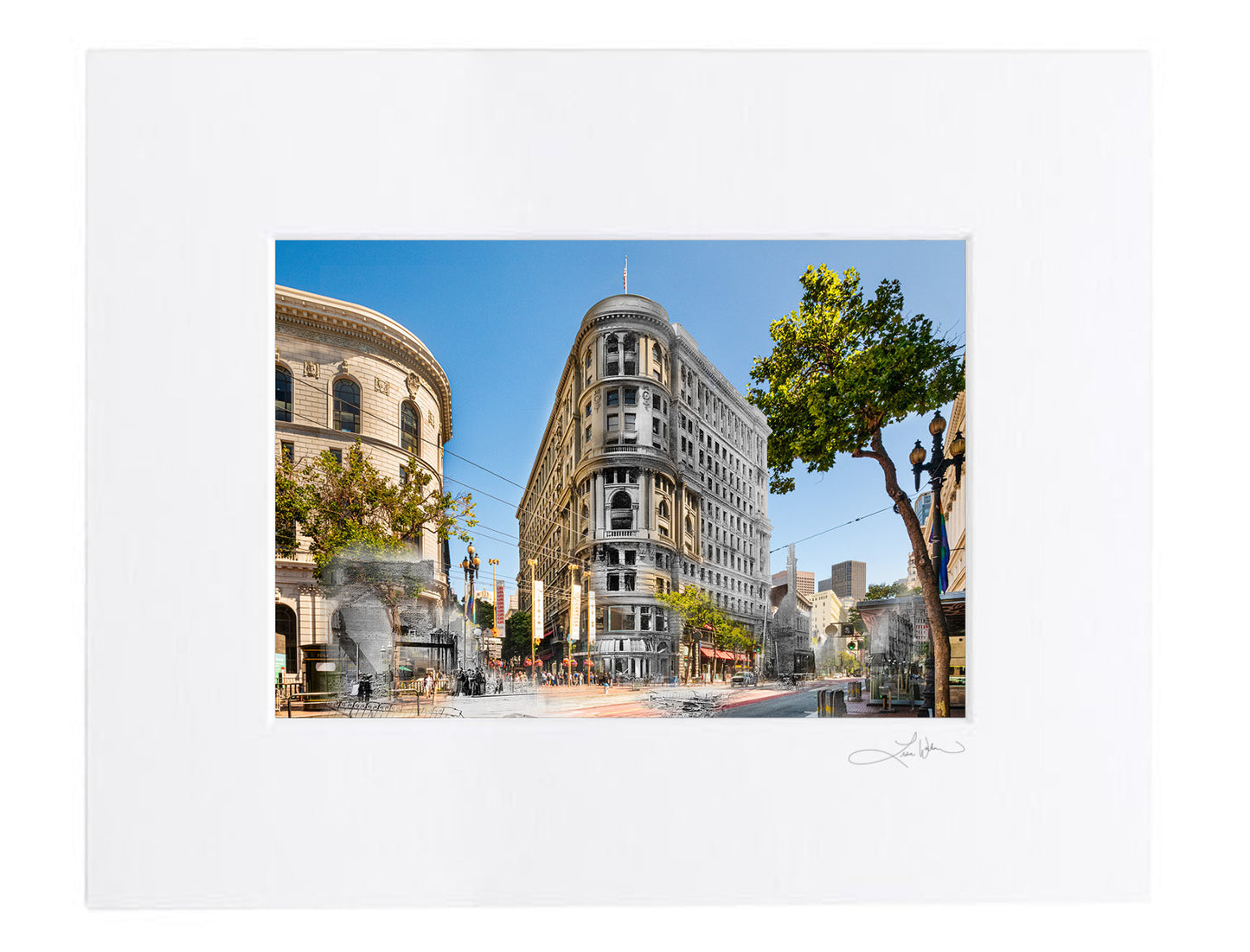 Flood Building After Earthquake, San Francisco, California - Matted Print
