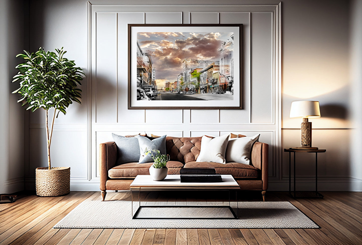 Park Street and Miners Hotel - Framed and Matted Print