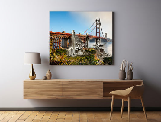 Golden Gate Bridge Under Construction, San Francisco, California - Canvas Gallery Wrap