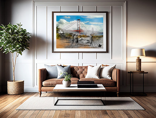 Golden Gate Bridge and Fort Point, San Francisco, California - Framed and Matted Print