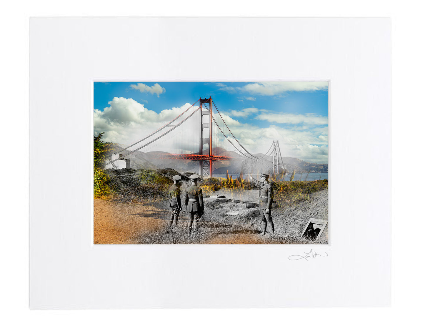 Golden Gate Bridge and Fort Point, San Francisco, California - Matted Print