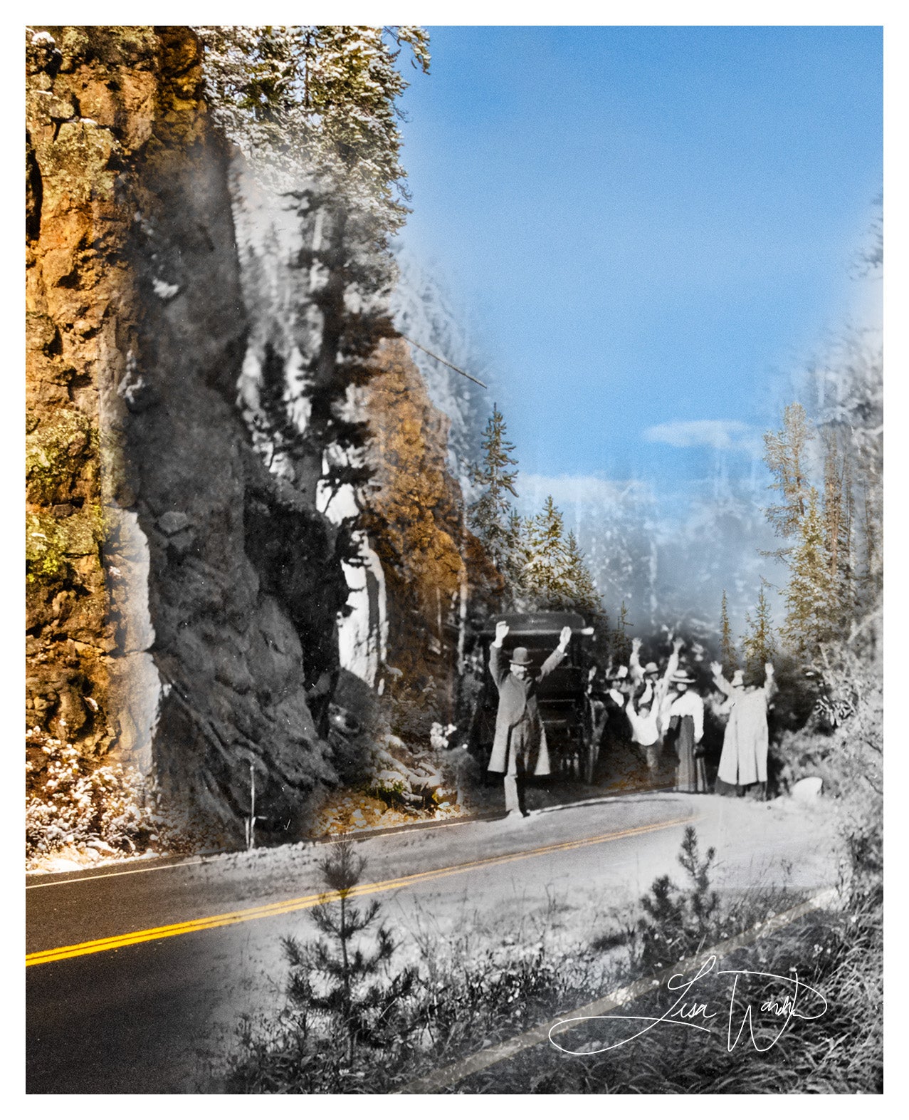 Hold Up Rock, Yellowstone National Park - Matted Print