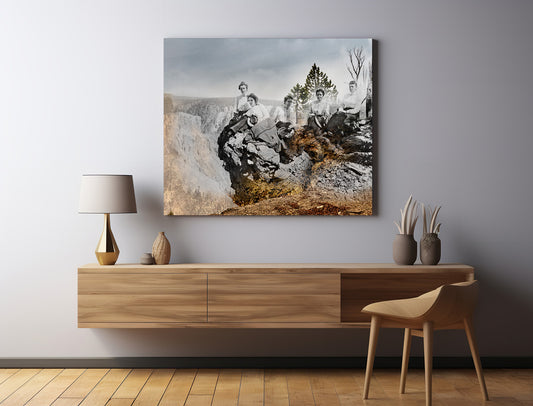Women Employees on Canyon Rim, Yellowstone National Park - Canvas Gallery Wrap
