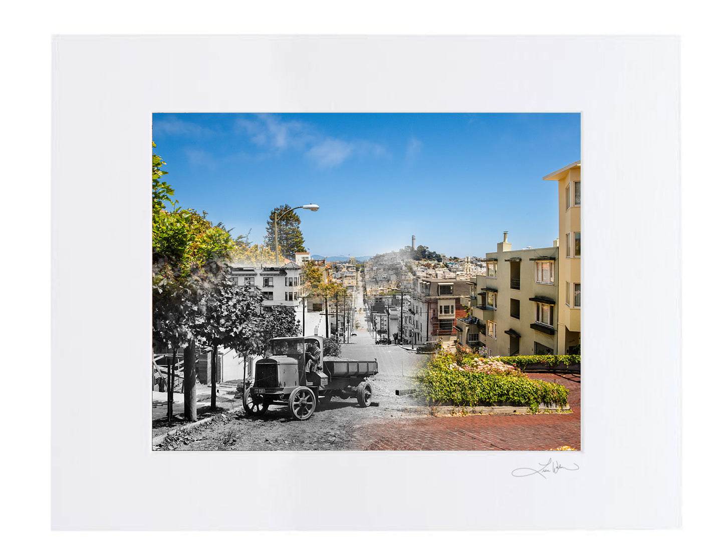 Lombard Street Before Construction, San Francisco, California - Matted Print