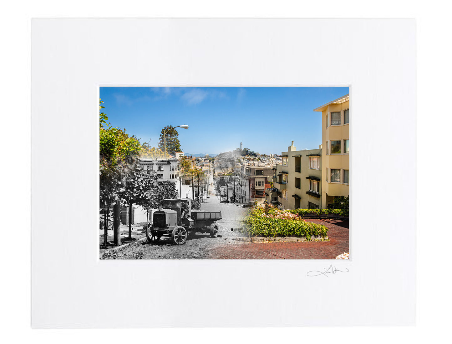 Lombard Street Before Construction, San Francisco, California - Matted Print