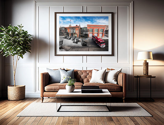 Butte Archives and Fire Station - Framed and Matted Print