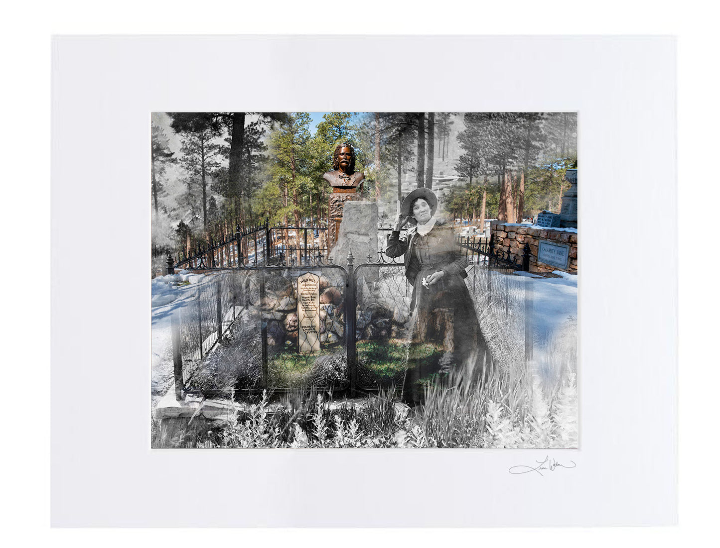 Calamity Jane at Wild Bill Hickok’s Grave - Matted Print