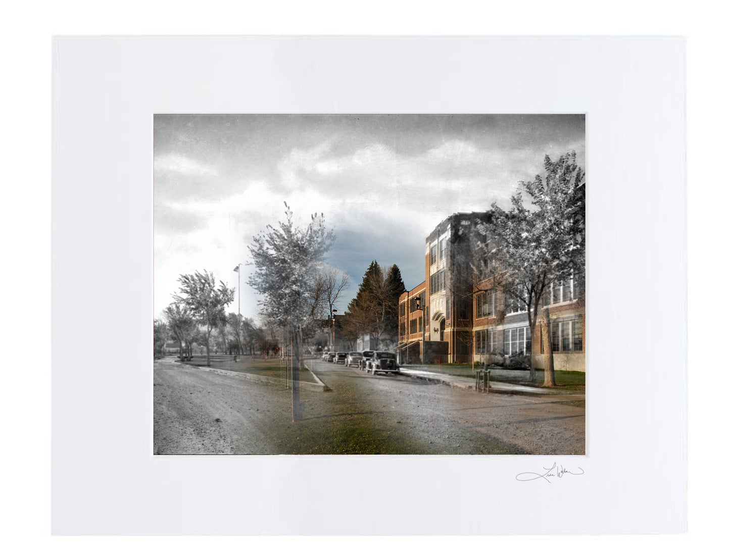 Black Hills State University and Cars - Matted Print