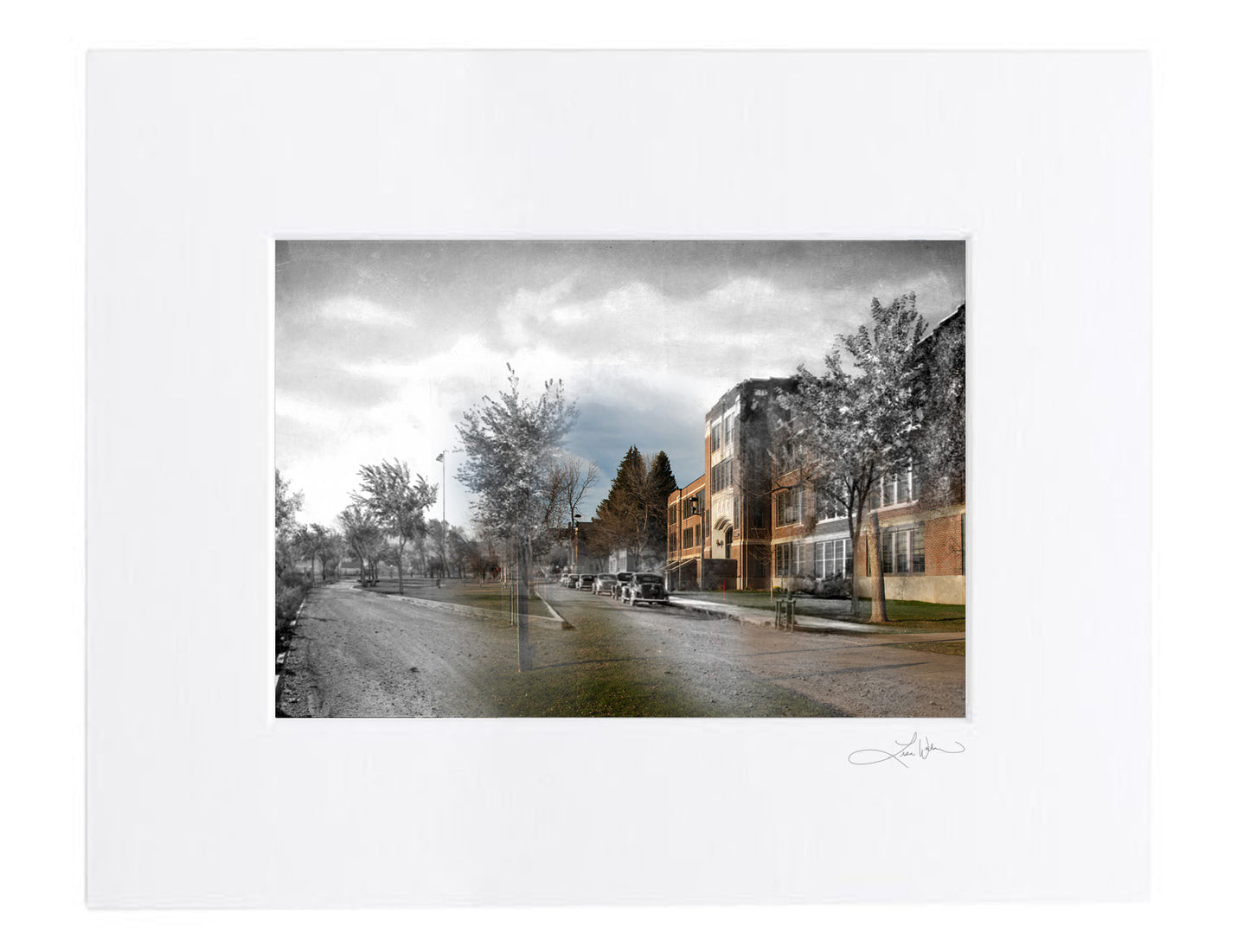 Black Hills State University and Cars - Matted Print