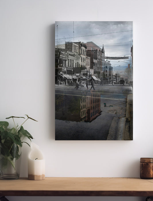 Layers of Time on Main Street & Northwestern Energy - Canvas Gallery Wrap